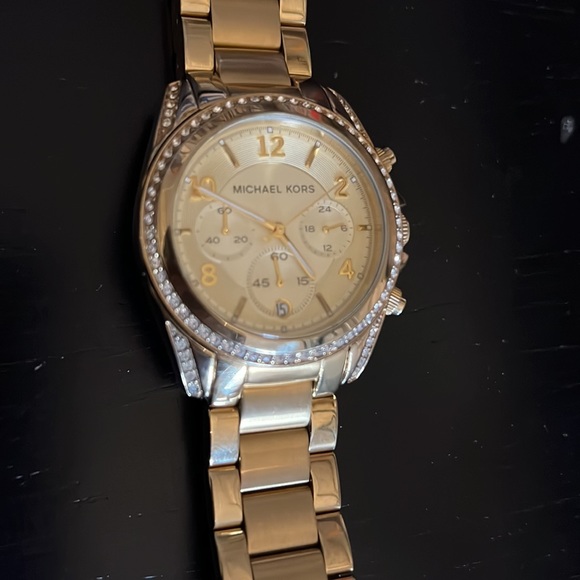 Michael Kors Watch, Gold w/ crystals, Gold face. main image 4